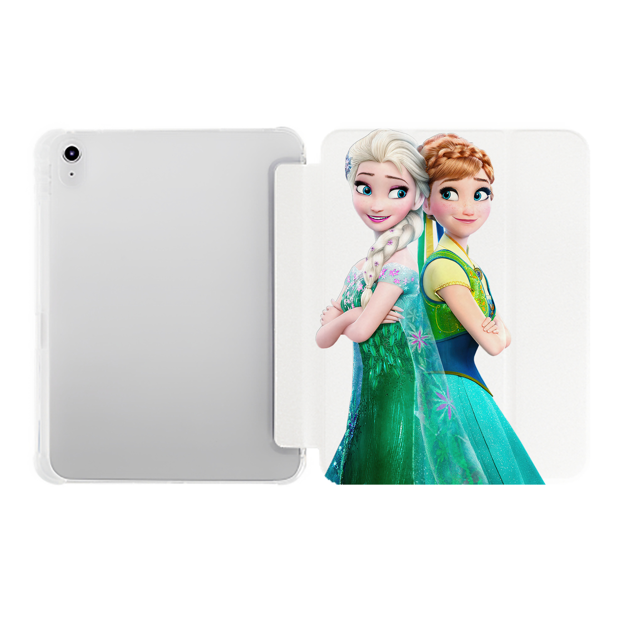 （画像用） アナと雪の女王 アンナ エルサ Frozen Anna Elsa IPad ケース ペン収納付き 三つ折りスタンド PUレザー×シリコン 対応機種9.5/10.5/10.9インチ